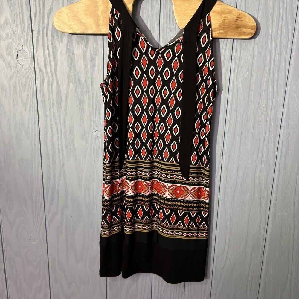 Enfocus Womans Halter Dress Tie Neck Black Red Geometric Pattern Size‎ 16W - Picture 6 of 8
